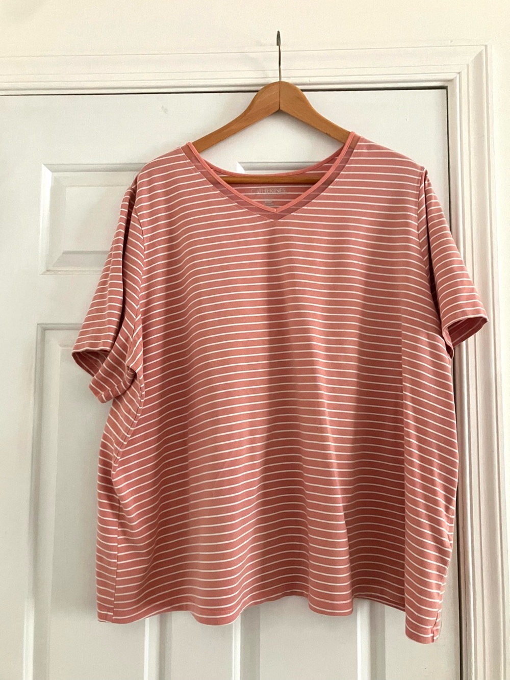 Catherine’s Coral Striped Short sleeve shirt 2x